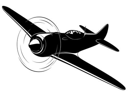 Vector silhouette of the old fighter planeのイラスト素材