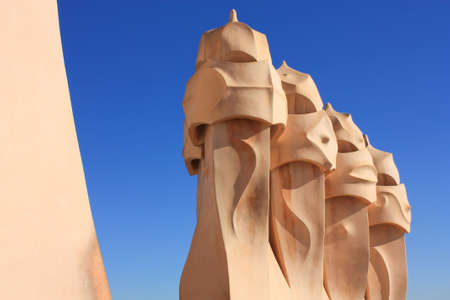 Barcelona and Gaudí: La Pedrera or Casa Milaの写真素材