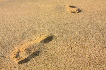 Footprints on a beach in Tayrona National Park. Caribbean Colombiaの写真素材