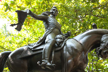 Equestrian statue of Simon Bolívar. Bolivar square. Cartagena de Indias. Colombia.の写真素材