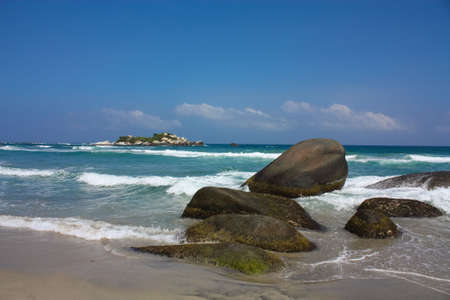 Tayrona National Park is located in the Caribbean Region in Colombia. 34 km from the city of Santa Marta is one of the most important natural parks of Colombia. It is habitat for a large number of species distributed in regions with different climatic zonの写真素材