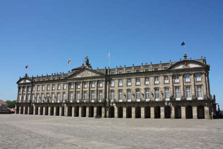 Palacio de Rajoy, the palace opposite to the cathedral in Santiago de Compostela. The square that both this palace and the cathedral are situated on is called Plaza del Obradoiro. Spainの写真素材