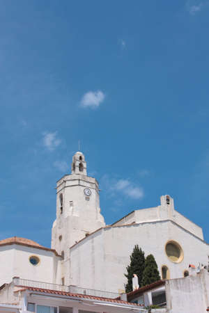 The Church of Cadaques is a symbol in the village. Cadaques, a small coastal town, is the people of the Catalan painter Salvador Dali. Costa Brava, Spainの写真素材