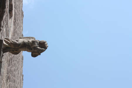 Gargoyle in the form of an angel of the Church of Saint Peter (Sant Pere in Catalan). Barcelona's Gothic Quarterの写真素材