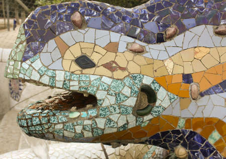 Gaudi's dragon is located at the entrance to Park Guell, modernist work of Antonio GaudÃ­Â­. Barcelonaの写真素材