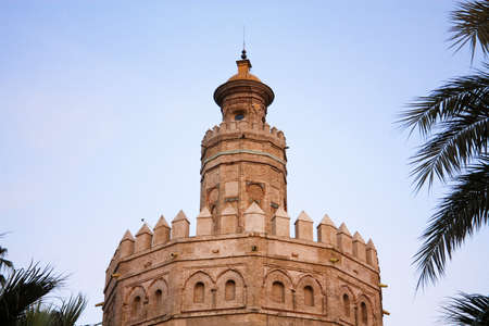 Tower of gold in Seville, Torre del oro in Spanish. Century XIIIの写真素材
