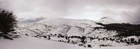 Snow-capped Pyrenees. Irati jungle or forest, Navarra, northern Spainの写真素材