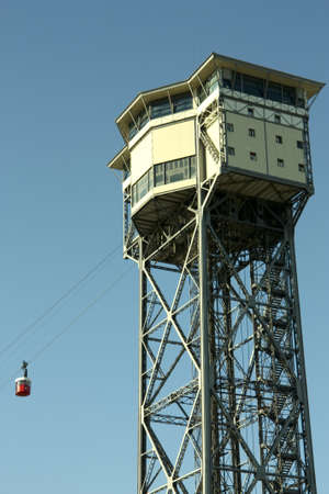 San Sebastian Tower. Funicular of Barcelona, Catalonia, Spainの写真素材