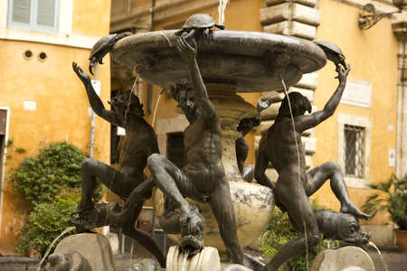 Fontana delle Tartarughe (The Turtle Fountain). Piazza Mattei, in the Sant'Angelo district of Rome, Italy.の写真素材