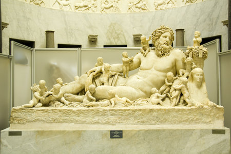 Roman statue of the river-god Nile, Rome. I century AD. Photo taken on March 18, 2011, in Vatican Museum, Vatican City.のeditorial素材