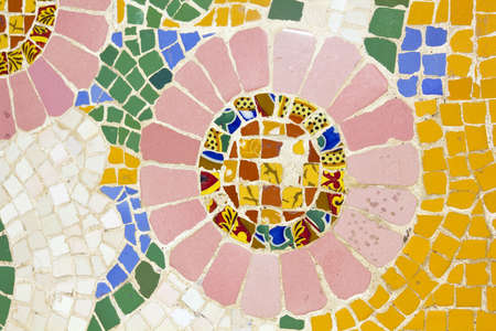 Floral mosaic in The Palace of Catalan Music, a concert hall. It was built between 1905 and 1908....