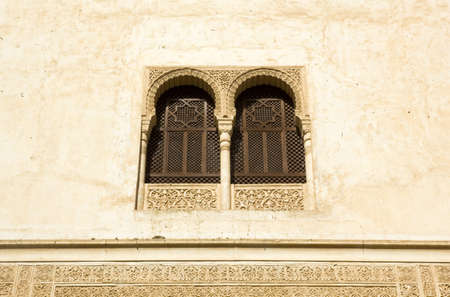 Window in Courtyard of Mexuar  Alhambra, Andalusia, Spain  の写真素材