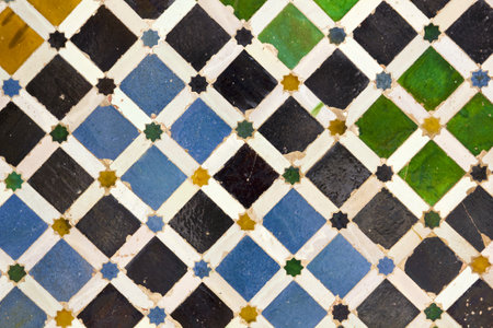 Mosaic at the Alhambra, in Nazaries Palace  Granada, Spainのeditorial素材