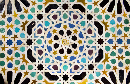 Detail of the courtyard of Machuca, Mexuar entry  Nasrid Palace, built by Muhammad V, XIV century  Alhambra, Granada, Spainのeditorial素材