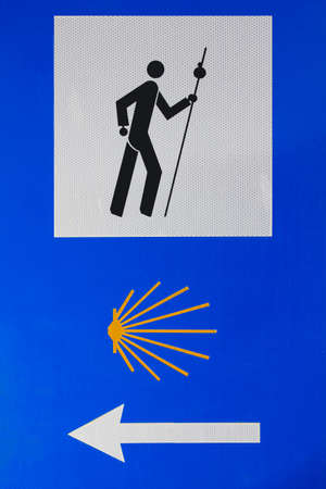 Sign of the medieval religious Route the Camino de Santiago  Spainの写真素材