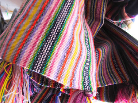Andean ponchos in a traditional product market  Chile,の写真素材