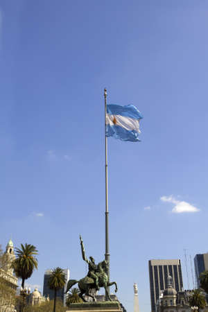 The Statue of Manuel Belgrano on the Plaza de Mayo in Buenos Aires, Argentina の写真素材