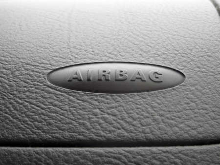Macro of an airbag sign on a dashboard  Photo with copyspace の写真素材