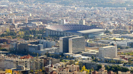 View of the city of Barcelona, with the football stadium の写真素材