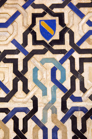Shield of the Nazari kingdom of Granada  XIV century  Alhambra, Granada, Spain の写真素材