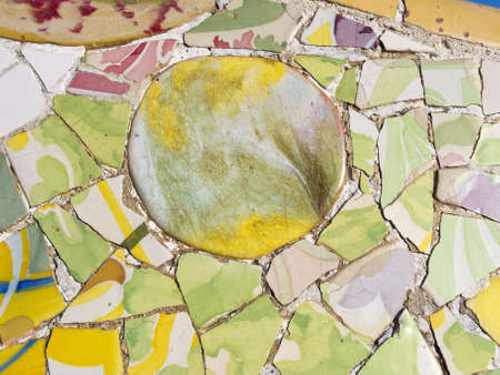 Mosaic of Park Guell designed by Antonio Gaudi in Barcelona  の写真素材