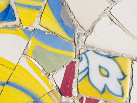 Mosaic of Park Guell designed by Antonio Gaudi in Barcelona  