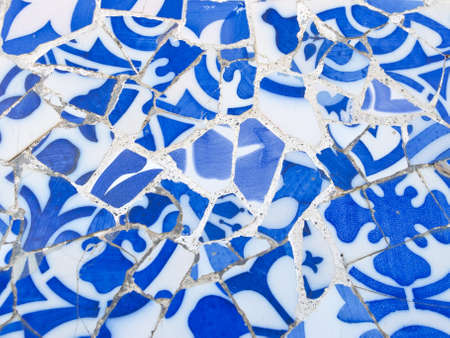 Mosaic of Park Guell designed by Antonio Gaudi in Barcelona  の写真素材