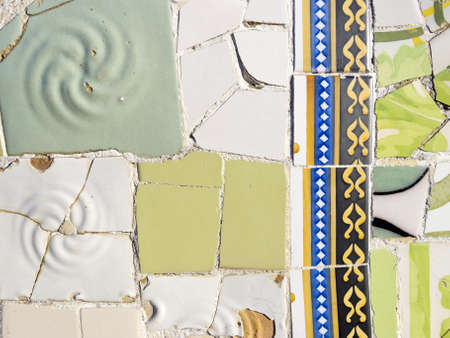 Mosaic of Park Guell designed by Antonio Gaudi in Barcelona  