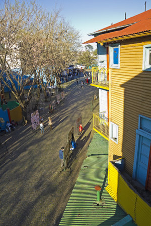 BUENOS AIRES - SEP 13: Caminito View on September 13, 2012 in Buenos Aires. Caminito is a traditional alley, of great cultural and tourism, in the district of La Boca in Buenos Aires, Argentina.のeditorial素材