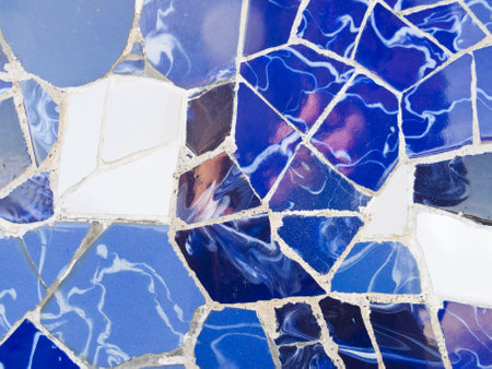 Mosaic of Park Guell designed by Antonio Gaudi on December 27, 2012 in Barcelona. Part of the UNESCO World Heritage Site Works of Antoni Gaudi.のeditorial素材