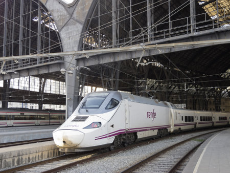 BARCELONA, DIC 31: High speed train in France Station on December 31, 2012 in Barcelona, Spain. Spainのeditorial素材