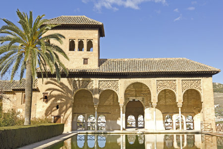 Partal zone: Walk of the Princesses (Paseo de las Infantas). Alhambra in Granada, Spainのeditorial素材