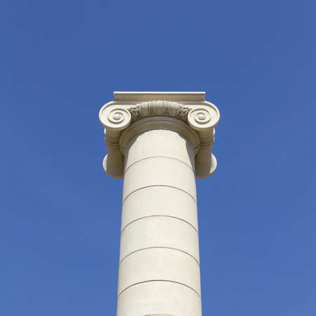 Classical column and capital, near Royal Palace, in Barcelona, Spain の写真素材