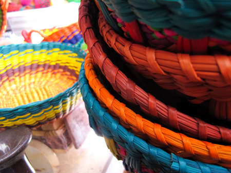 Baskets in a traditional Andean market products  Chile,