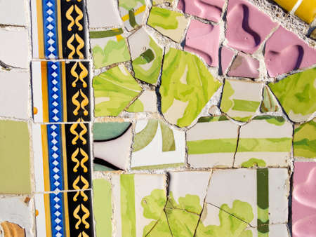 Mosaic of Park Guell designed by Antonio Gaudi in Barcelona  の写真素材