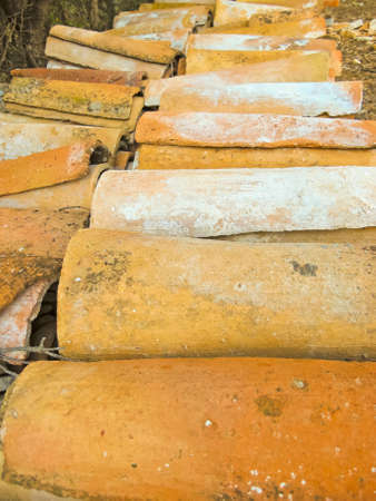 Old Arabic tiles. Grouped for reconstruction.の写真素材