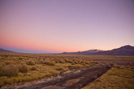 Beautiful sunrise in the Andes mountains. Andean Highlandsの写真素材