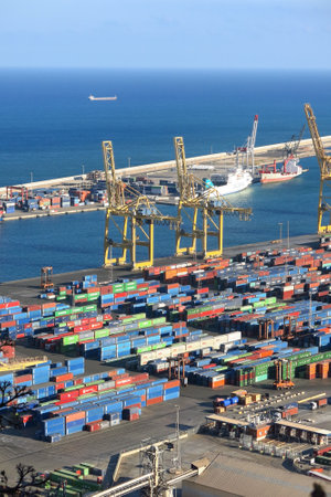 BARCELONA, SPAIN - JULY 23, 2015: Port of Barcelona - logistics port area in Barcelona. Has more...