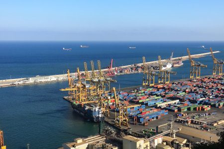 BARCELONA, SPAIN - JULY 23, 2015: Port of Barcelona - logistics port area in Barcelona. Has more...