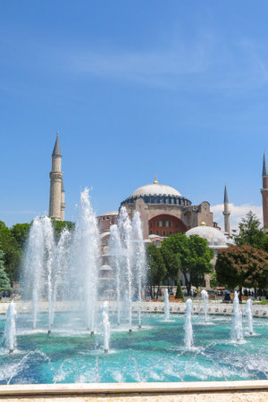ISTANBUL, TURKEY - MAY 20, 2016: Istanbul, Sultanahmet square with views of the Hagia Sophia. More than 32 million tourists visit Turkey each year.のeditorial素材