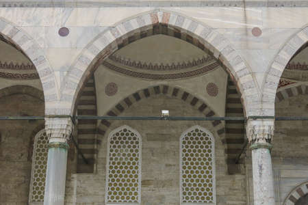 Detail of courtyard on the Blue Mosque in Istanbul, Turkey. More than 32 million tourists visit Turkey each year.の写真素材