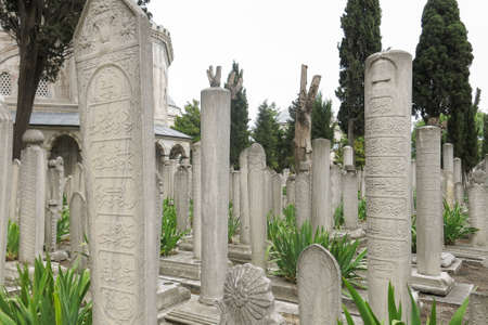 The Suleymaniye Mosque Cemetery in Istanbul, Turkeyの写真素材