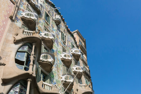 BARCELONA, SPAIN - MAY 27, 2017: The Casa Batllo (casa is home in Spanish) is a building designed by the architect Antoni Gaudi, leader of the Catalan Modernism. It was constructed between 1904-1906.のeditorial素材