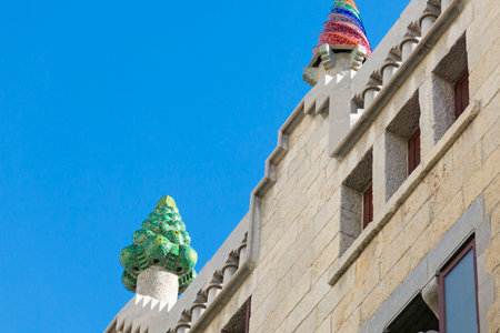 BARCELONA- NOV 15: Beautiful detail of the Palace Guell (Palau Guell in catalan) on November 15, 2016. Amazing work of the famous Spanish architect Antoni GaudiÂ­ in Barcelona, Spainのeditorial素材