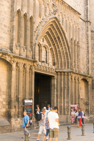 BARCELONA, SPAIN - SEPTEMBER 2: The Basilica de Santa Maria del Pi 14th century in the Gothic Quarter of the city. Barcelona, Spainのeditorial素材