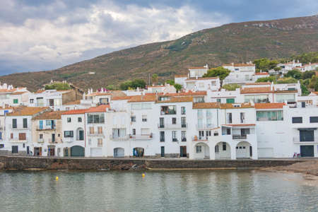 Panoramic view of Cadaques on Mediterranean seaside, Costa Brava, Catalonia, Spainの写真素材