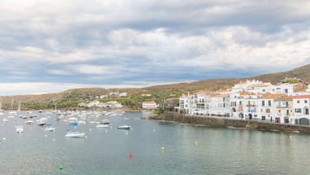 Panoramic view of Cadaques on Mediterranean seaside, Costa Brava, Catalonia, Spainの写真素材