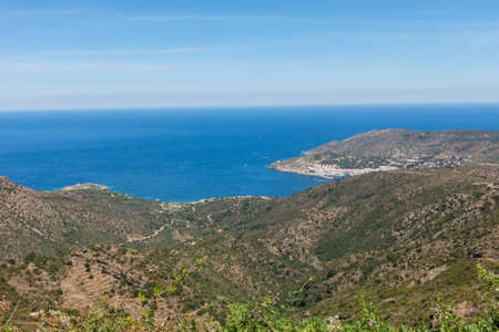View of the municipality of El Port de la Selva, in the National Park of Cap de Creus, at the Costa Brava in Girona, Catalonia, Spain.の写真素材