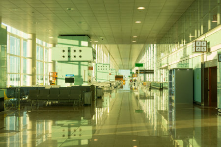 BARCELONA, SPAIN - DECEMBER 29, 2017: BBoarding lounge in Barcelona International Airport El Prat interior . Airport is one of the biggest in Europeのeditorial素材