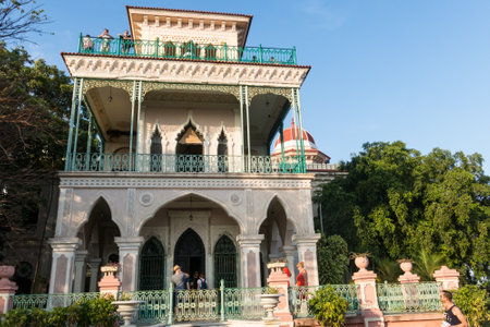 CIENFUEGOS, CUBA - JANUARY 3, 2017: Beautiful architecture of the fifties, on the seafront of the city of Cienfuegos, island of Cuba.のeditorial素材